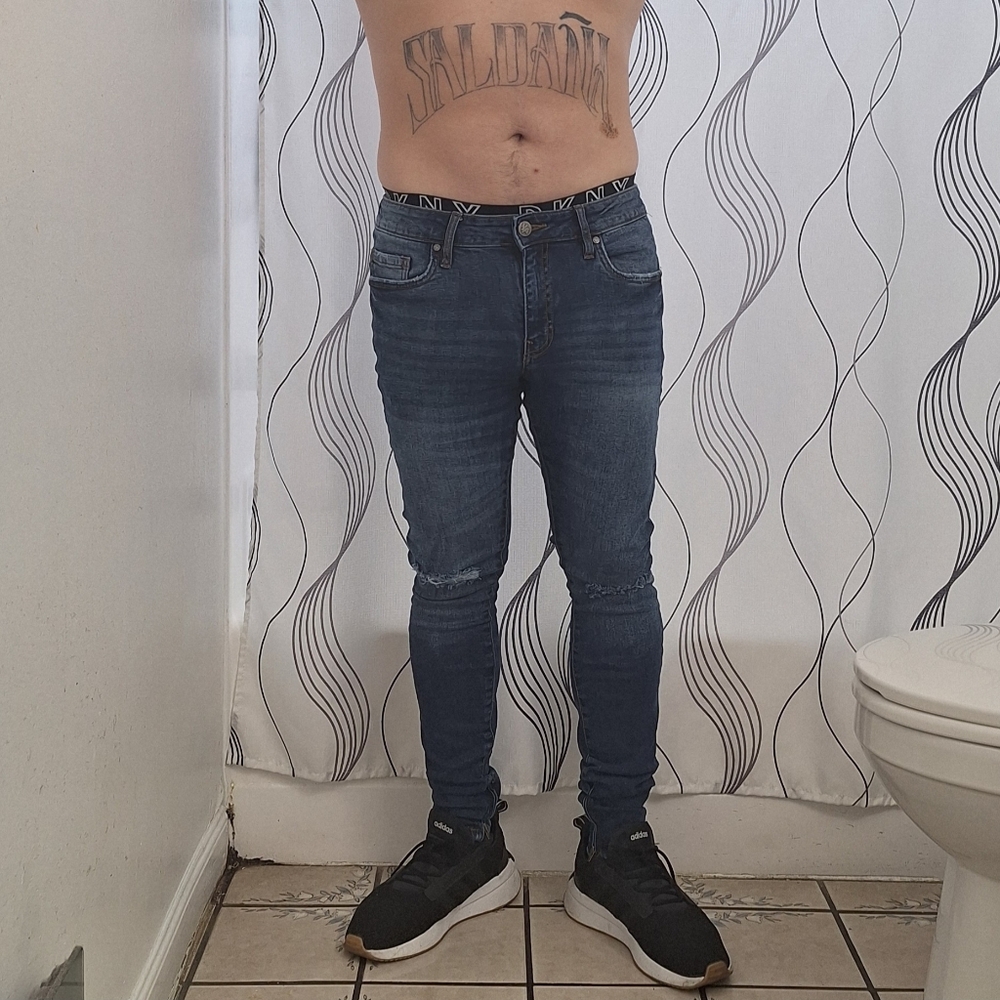 YoungLA Distressed Ankle Zip Skinny Jeans